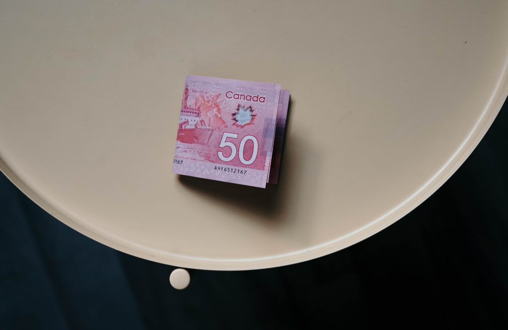 Fifty dollar bill on a table